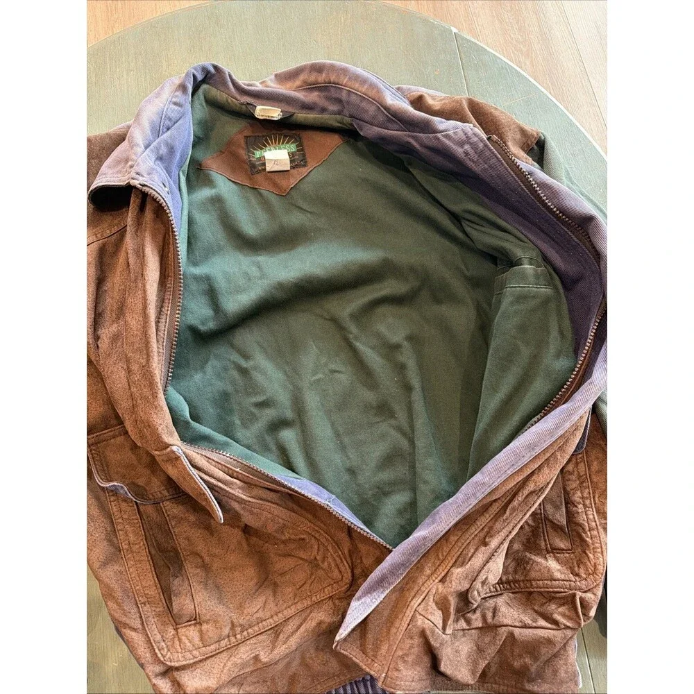 Vtg Peerless Garments Faded Leather Canvas Bomber Jacket Men’s M Colorblock 90s‎